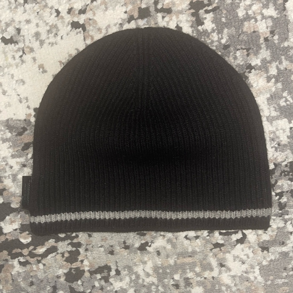 Coach wool beanie hat with leather tag